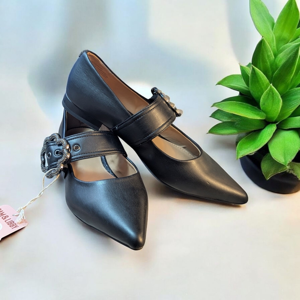 Sam & Libby Black Heels with Buckle Detail